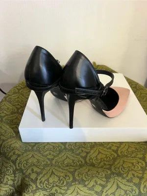 Pointed Two-Tone Ankle-Strap Heels in Pink and Black thumbnail 3