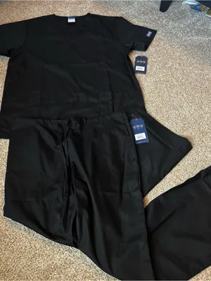 NEW Cherokee Professionals Scrubs Set, Modern Classic Black Size M (run big!!) thumbnail 2