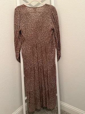 A New Day brown leopard print maxi dress with ruffle sleeves and V-neckline, size XS thumbnail 5