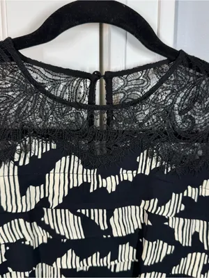 REISS Miya Ruched Long Sleeve Printed Mini Dress Size 6 black and white classy‎ thumbnail 5