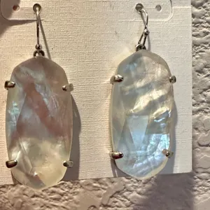 Kendra Scott Esme Ivory Mother of Pearl Dangly Earrings Silver Frame NEW thumbnail 4
