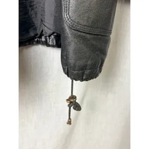 Vintage Comint‎ Mixed Leather Suede Coat 1X Oversized Drawstring Black thumbnail 4