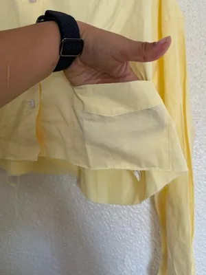 Daily drills Ultra Cropped Poplin Button-Down Top in Yellow color size Medium thumbnail 4