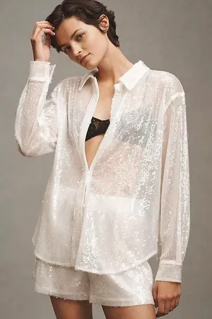 Anthropologie White sequin set thumbnail 3