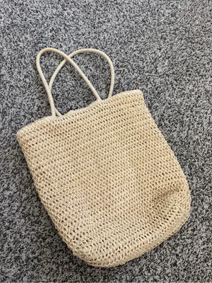 Tan woven tote thumbnail 2