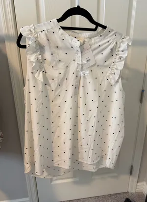 Black & White Polka Dot Blouse Size 2X thumbnail 1