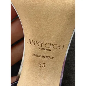 Jimmy Choo Minny 85 Sandals 38 Tie Dye Oasis Fabric Strappy Heels Box Dust Bag thumbnail 10