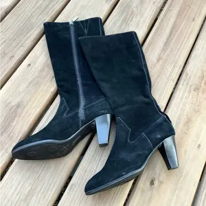 Women’s genuine suede leather boots 🖤🖤 Black Size 8 thumbnail 12