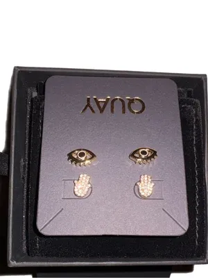 Quay Australia Good Vibes Earring Set New In Box Gold Tone Hypoallergenic thumbnail 2