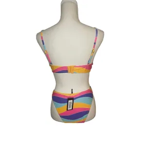 NWT Foreplay 2piece Bikini Set Multi Color Size L Vacation Pool Beach underwire Pink Size L thumbnail 2