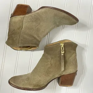 Zadig & Voltaire Molly Khaki Suede Wing Ankle Boots Spain 36 Western Block Heel thumbnail 8