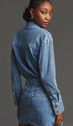 Long Sleeve Denim Mini Dress thumbnail 2