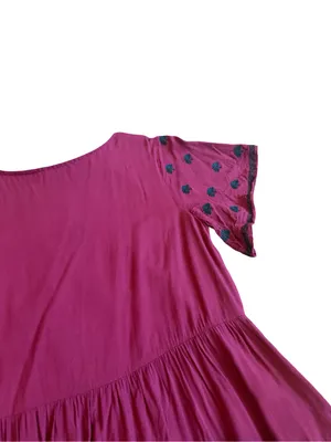 Polagram Stretchy Midi Dress Embroidered Short Sleeve Bohemian Boho Size Small thumbnail 9
