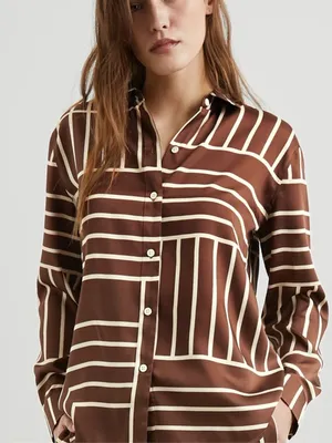 Rails Elias Shirt Brown Line Art M thumbnail 1