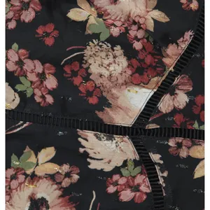 NWT Trixxi Juniors Printed Tiered Short Ruffle Sleeve Dress Multi Floral Black S thumbnail 10