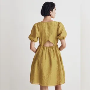 Madewell Annamarie Mini Dress Citrus Lime Cutout Back‎ V-Neck Size 6 NWT linen thumbnail 5