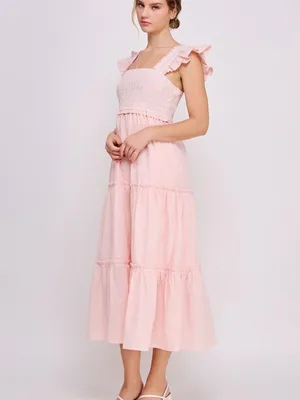 Smocked Ruffle Strap Tiered Midi Dress Medium thumbnail 5