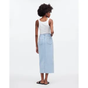 Madewell The Rilee Denim Midi Skirt Fitzgerald Wash Front Slit NWT‎ Size 31 thumbnail 4