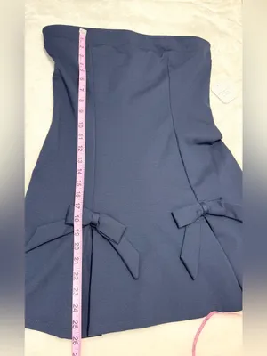 Altar'd State Navy Strapless Mini Dress with Bow Accents Size Large thumbnail 8