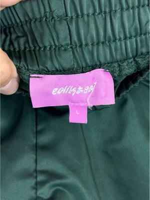 Edikted Nikki Nylon Shorts Dark Green Pink Side Stripe Y2K Athletic Size L thumbnail 5