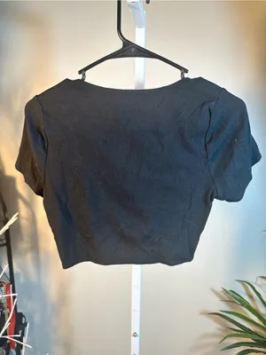 X351. PAC sun - pac cares Black Lace-Up Crop Top thumbnail 3