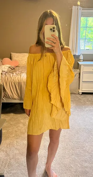 Boutique Yellow Flowy Dress thumbnail 1