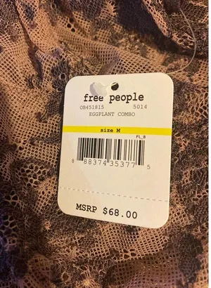 Free People Lace Bodysuit Too Cute to Handle Plunge Lingerie Sexy, Purple Medium thumbnail 8