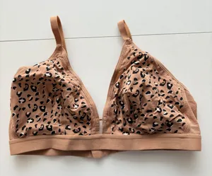 All.You. LIVELY Bralette Women Size 2 Tan Leopard Print‎ Wireless Mesh Trim Bra thumbnail 1