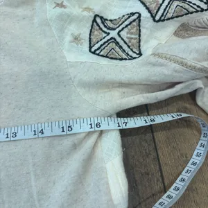 FREE PEOPLE Aria Embroidered Top Babydoll Peasant Balloon Sleeve Natural Linen S thumbnail 8