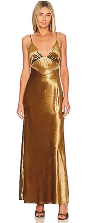 Bardot Capri Marigold Velvet Slip Dress Spaghetti Straps Women's Dress Sz S A3 thumbnail 1