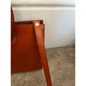 Pratesi Firenze Italian cognac Leather square Satchel Brown cross body bag thumbnail 4
