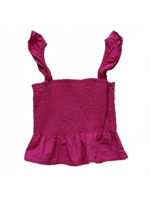 Roller Rabbit Dove Smocked Bodice Ruffle Cap Sleeve Square Neck Peplum Hem Top S thumbnail 5