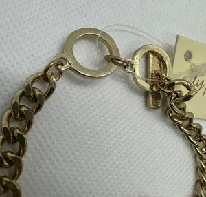 Elly Preston Gold Tone Beaded Multi Strand Chain Bracelet New Blue Gray thumbnail 3