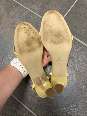 Tuckernuck Ava Heels Open Toe Ankle Strap Sandals Light Butter Yellow 6.5 $275 thumbnail 10