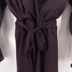 NEW NWT Joie Marcel Blackberry Houndstooth Tiered‎ Long Sleeve Wrap Dress Small thumbnail 5