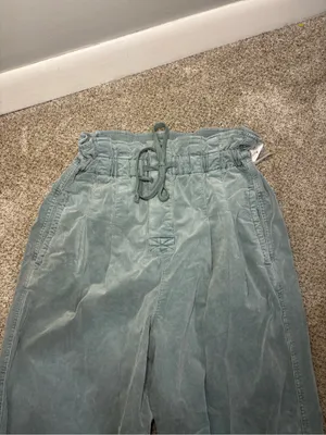NEW! FREE PEOPLE Margate Pleated Velvet Trousers Washed Out Aqua Green Size XS thumbnail 4