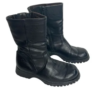 Havana Joe Mid Calf Leather Zipper Black Booties size 37 thumbnail 1