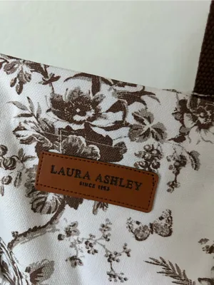 NEW Laura Ashley Brown Floral Toile Print Cotton Canvas Tote Bag thumbnail 2