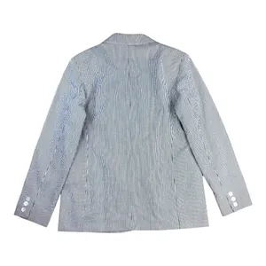 Pendleton Womens Gray White Seersucker Striped One Button Blazer Jacket M Summer thumbnail 9