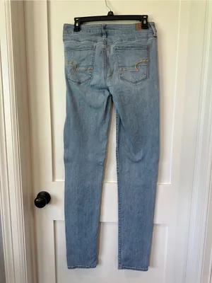 American Eagle Outfitters Light Wash Women's Skinny Jeans 8 extra long thumbnail 2