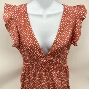 Pink and Orange Flutter Sleeve Smocked Mini Dress thumbnail 3