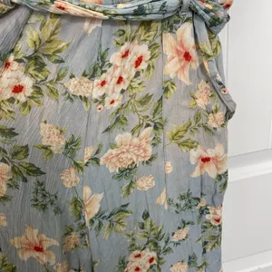 American Eagle women’s blue green floral‎ sleeveless capri jumpsuit summer XS thumbnail 5