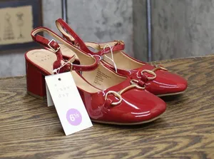 A New Day Womens Lucky Square Toe Mary Jane Heels Block 94305218 Red 6.5M thumbnail 1