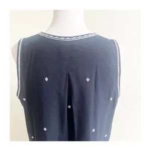 Madewell Suncoast Embroidered Shift Dress Women's Sz 12 Sleeveless Black Tassel thumbnail 10