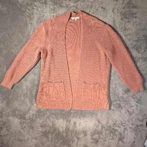 Madewell Dried Petal Pink Nolan Ribbed Open Front Cardigan Medium Cotton Pocket thumbnail 2