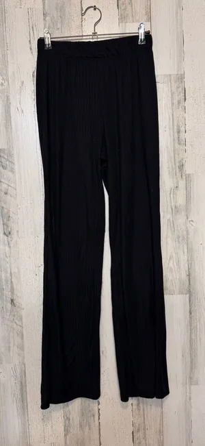 Wild Love Black Ribbed Wide Leg Pants Womens Size Small S Elastic Waist Lounge C thumbnail 1