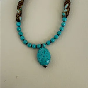 Turquoise Colored Bead Pendant Necklace - Women Jewelry thumbnail 6