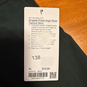 NWT lululemon Rainforest Green Pleated Tennis Skirt | Sz XL thumbnail 2