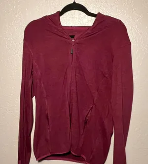 Pink-violet Women's Burgundy and Red Hoodie Zip-Up Medium Sweatshirt Jacket Y2K thumbnail 1