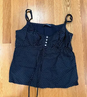 Brandy Melville Tank Top Polka Dot Navy White thumbnail 1